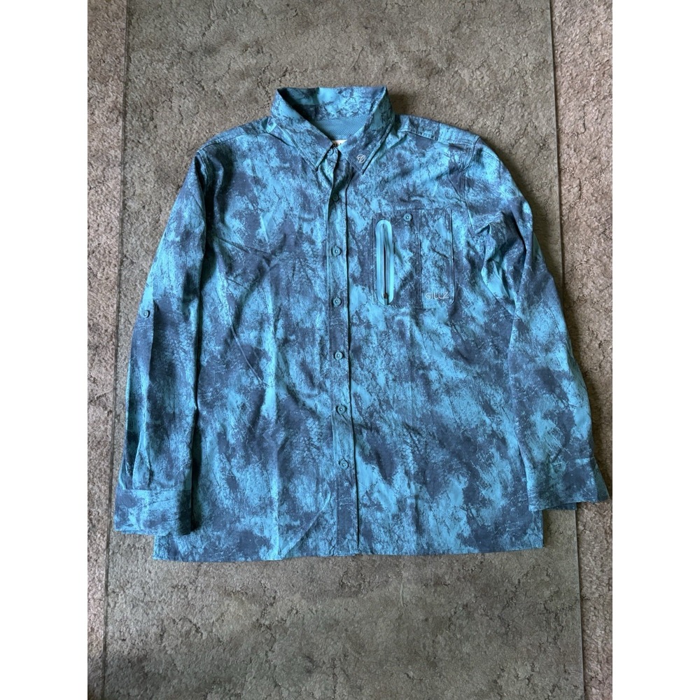Gillz Fishing Shirt Mens XL Blue Long Sleeve Performance Vented Button Down